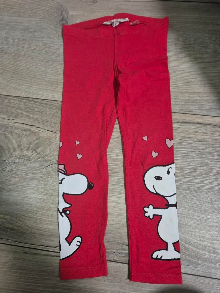 Leuke rode legging met Snoopy - Maat 98, Snoopy, Meisje, Ophalen of Verzenden, Zo goed als nieuw