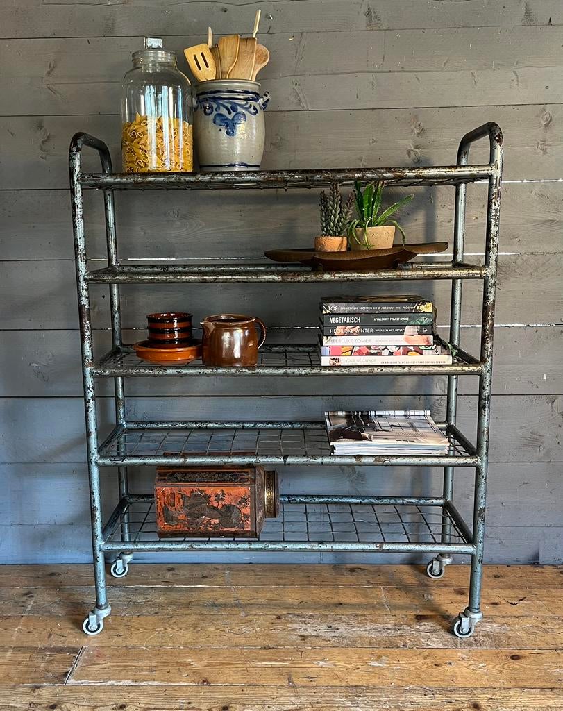 Stalen rek op wielen, Huis en Inrichting, Ophalen, Gebruikt