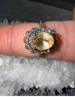 Verstelbare Ring met Natuurlijke Citrien Edelsteen, Overige materialen, Nieuw, Ophalen of Verzenden, 17 tot 18