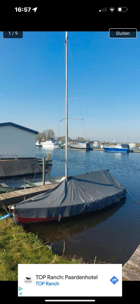 Te koop valk, Watersport en Boten, Open zeilboten, Gebruikt, Valk, 3 tot 6 meter, Polyester, Buitenboordmotor, Benzine, Ophalen