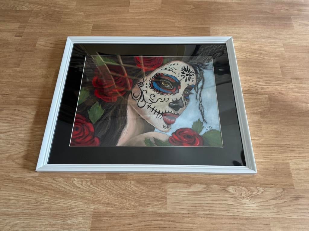 Schilderij  Dia de los Muertos, Ophalen of Verzenden, Zo goed als nieuw, Minder dan 50 cm, Schilderij