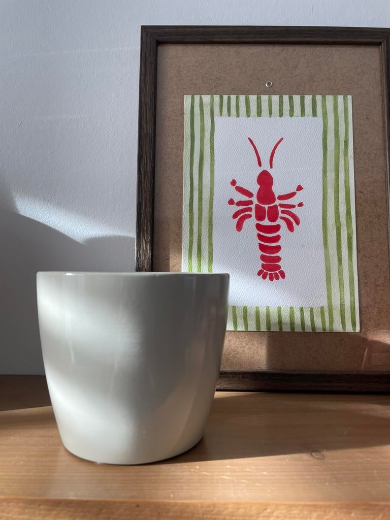 Beige / grijze bloempot, Tuin en Terras, Bloempotten, Ophalen, Rond, Zo goed als nieuw, Aardewerk