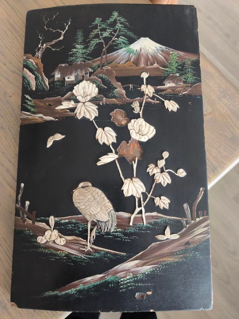 Deur paneel Fuji jama met gesneden  inleg, Antiek en Kunst, Ophalen of Verzenden