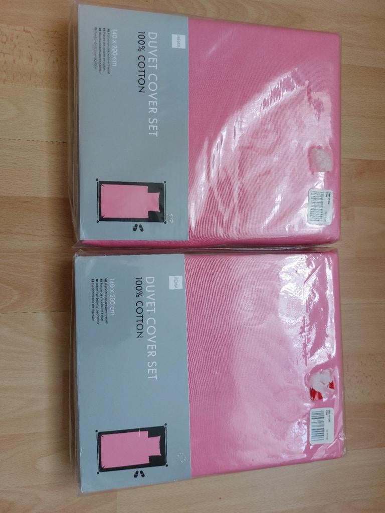 2x Hema Dekbedovertrekset Roze 100% Katoen 140x200cm (2x), Eenpersoons, Dekbedovertrek, Nieuw, Ophalen of Verzenden