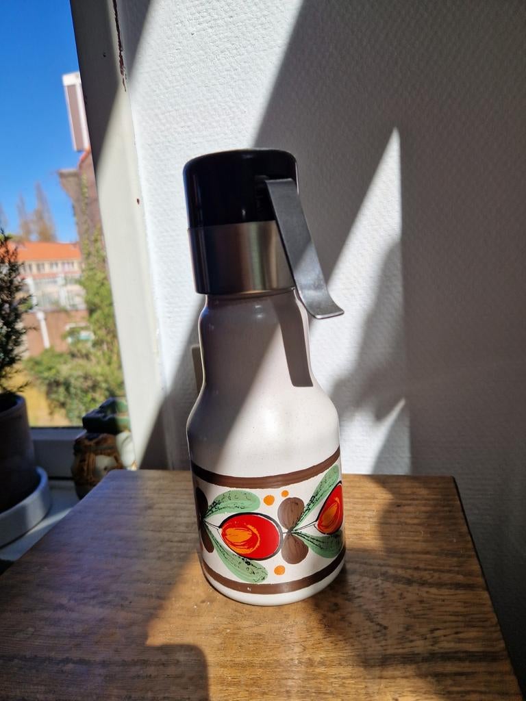 Vintage retro keuken sifon met bloemmotief, Ophalen of Verzenden, Metaal, Meerkleurig, Overige typen