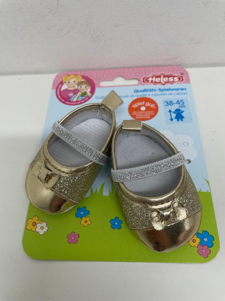 Heless Poppenschoenen Ballerina Goud Glitter 38-45 Cm, Ophalen of Verzenden, Nieuw, Overige typen