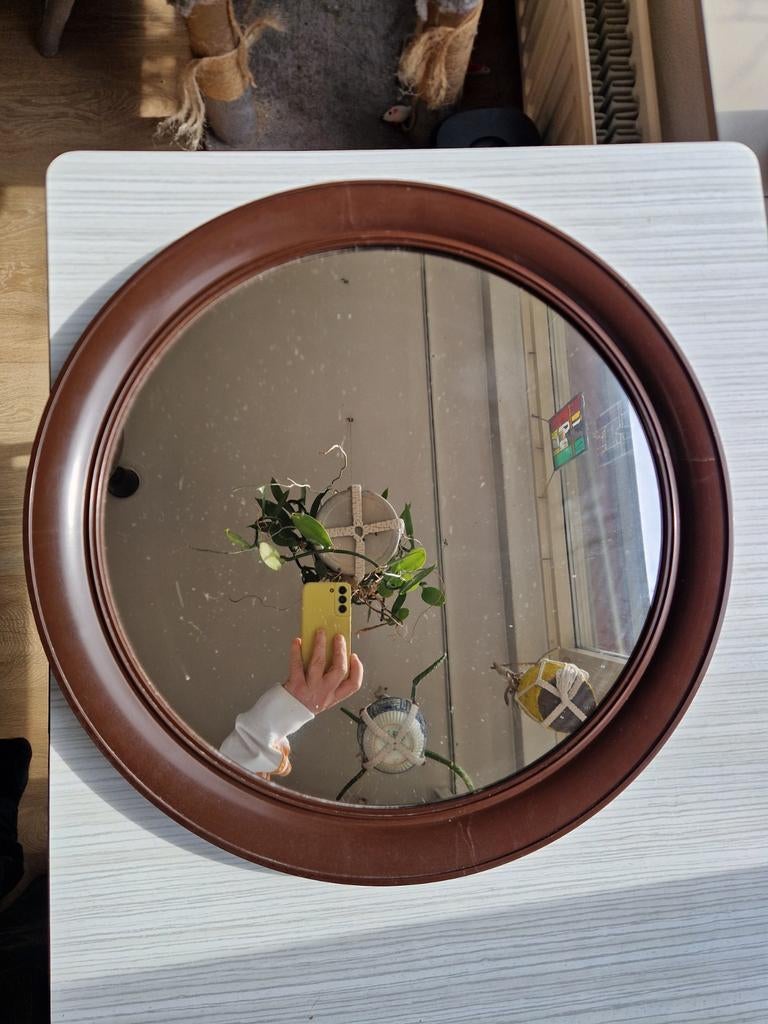 Vintage Wandspiegel Jaren '70 Space Age - Ø 52 cm, Antiek en Kunst, Antiek | Spiegels, Minder dan 50 cm, Minder dan 100 cm, Rond