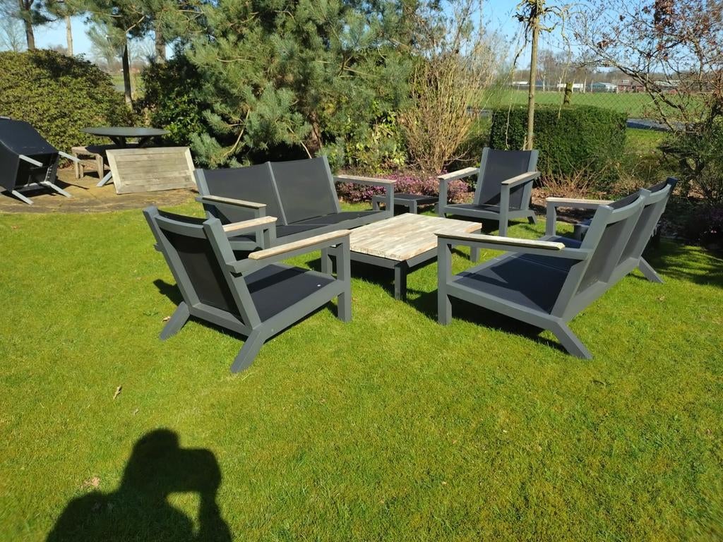 Moderne lounge set van 4 Seasons, Tuin en Terras, Tuinsets en Loungesets, Ophalen, Gebruikt, 6 zitplaatsen, Aluminium