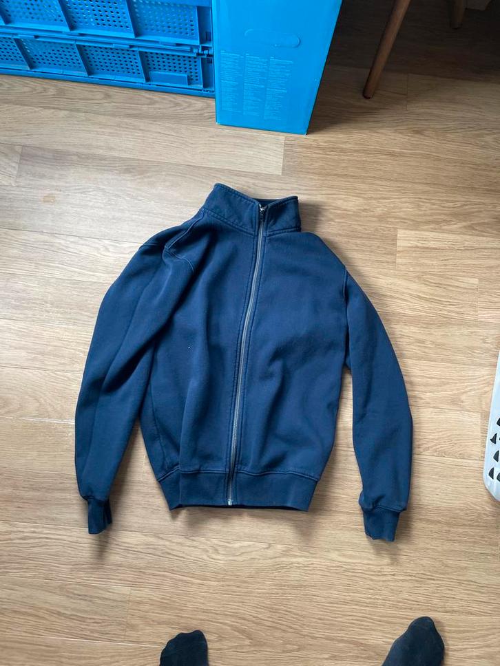 Donkerblauwe sweater met rits, maat M van HEMA, Kleding | Heren, Truien en Vesten, Gedragen, Maat 48/50 (M), Blauw, Ophalen of Verzenden