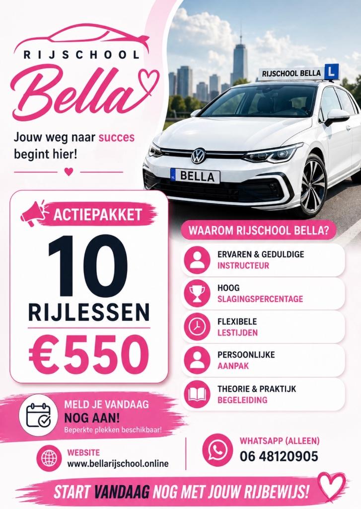 Actie 10 rijlessen voor €550,-