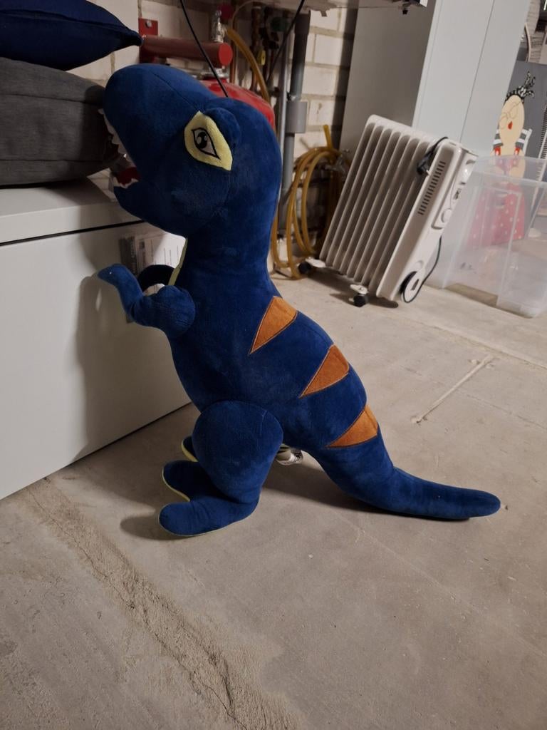 Grote donkerblauwe dino knuffel - 60 cm, Ophalen, Dinosaurus, Blauw, Zo goed als nieuw