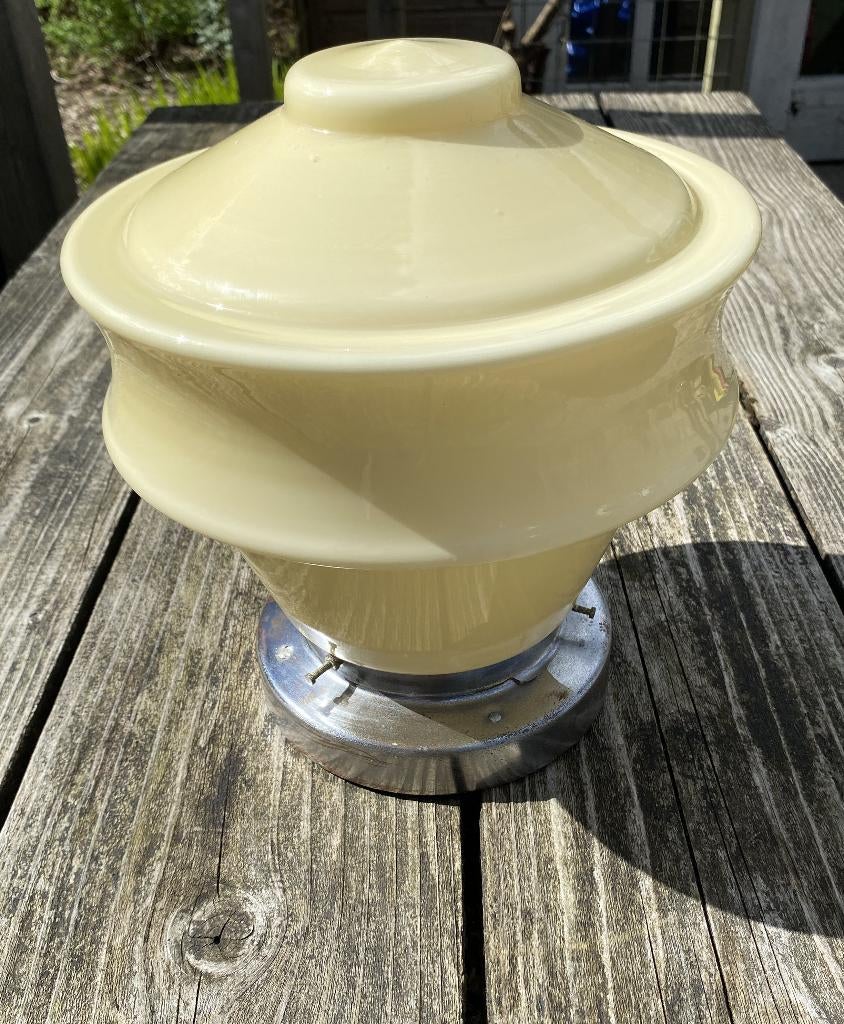 Leuke Art Deco Plafondlamp - vintage retro antiek bauhaus, Ophalen of Verzenden, Gebruikt, Glas, Art deco vintage