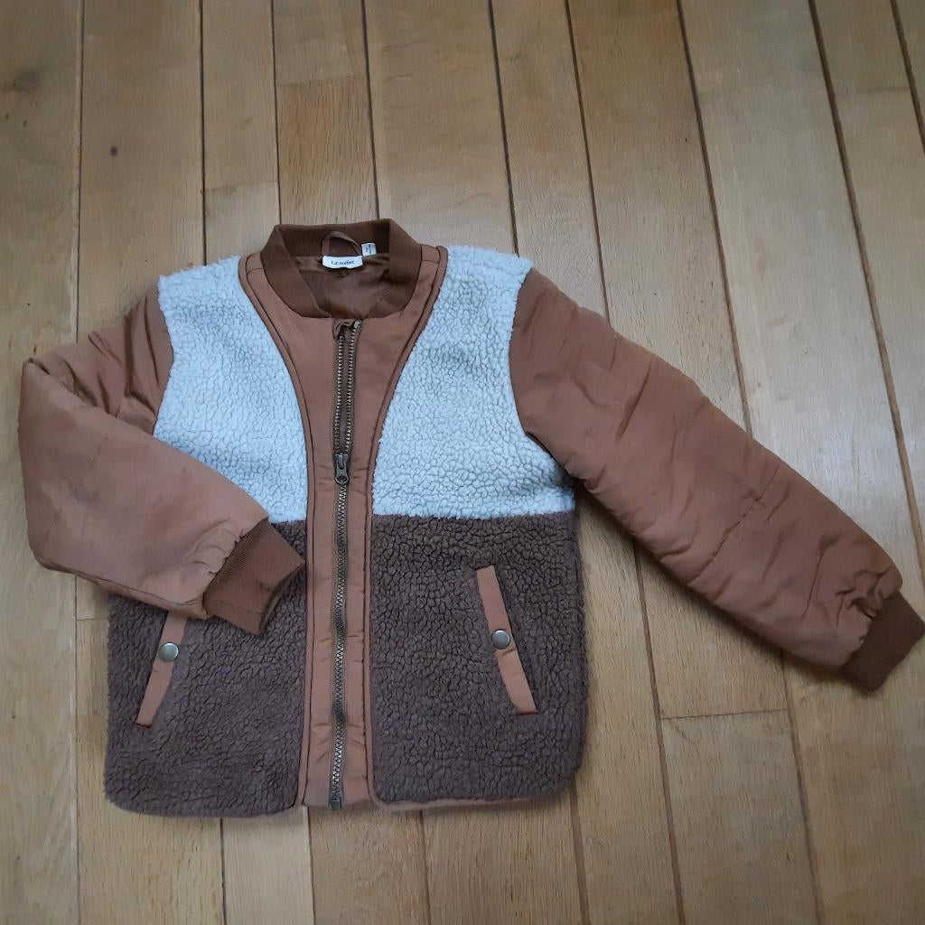 Lil' Atelier jas jack bruin camel beige teddy maat 122/128, Ophalen of Verzenden, Zo goed als nieuw, Meisje, Jas