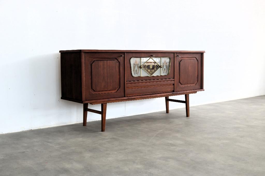 vintage sideboard | dressoir | teak | Zweeds, Gebruikt, Met deur(en), ., Glas
