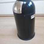 Wesco prullenbak - Zwart met RVS 'Push' deksel, Gebruikt, 50 tot 75 cm, Ophalen of Verzenden, 20 tot 30 liter