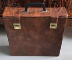Vintage bruine LP koffer/tas, h 34,5 - 35,5 - 9,5 cm., Gebruikt, Minder dan 50 cm, Ophalen of Verzenden, Minder dan 35 cm