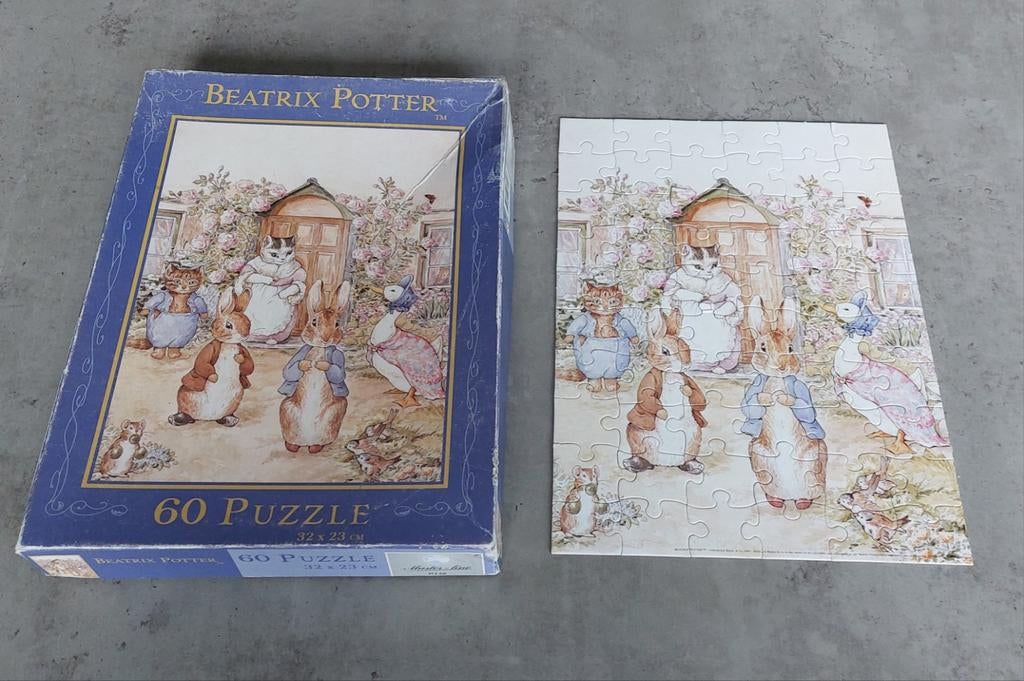 BEATRIX POTTER Peter Rabbit puzzel 60 stk 🧩🐰  VINTAGE, Ophalen of Verzenden, Minder dan 500 stukjes, Gebruikt, Legpuzzel