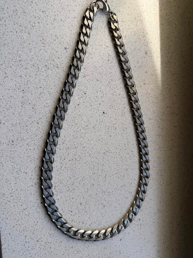 Schakelketting heren - 10,5mm - 50cm lang, Ophalen of Verzenden, Zo goed als nieuw, Zilver, Overige materialen