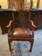2 Klassieke armstoelen met lederen zit - Zo goed als nieuw, Antiek en Kunst, Antiek | Meubels | Stoelen en Banken, Ophalen of Verzenden