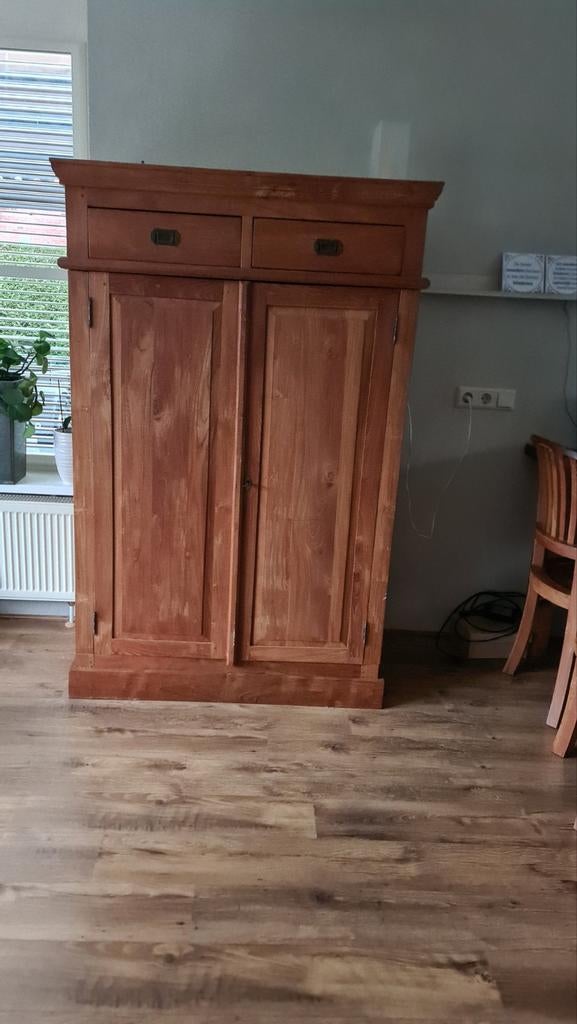 Teakhouten meidenkast/ computerkast, Huis en Inrichting, Kasten | Computermeubels, Gebruikt, 120 tot 170 cm, Teakhout, Ophalen