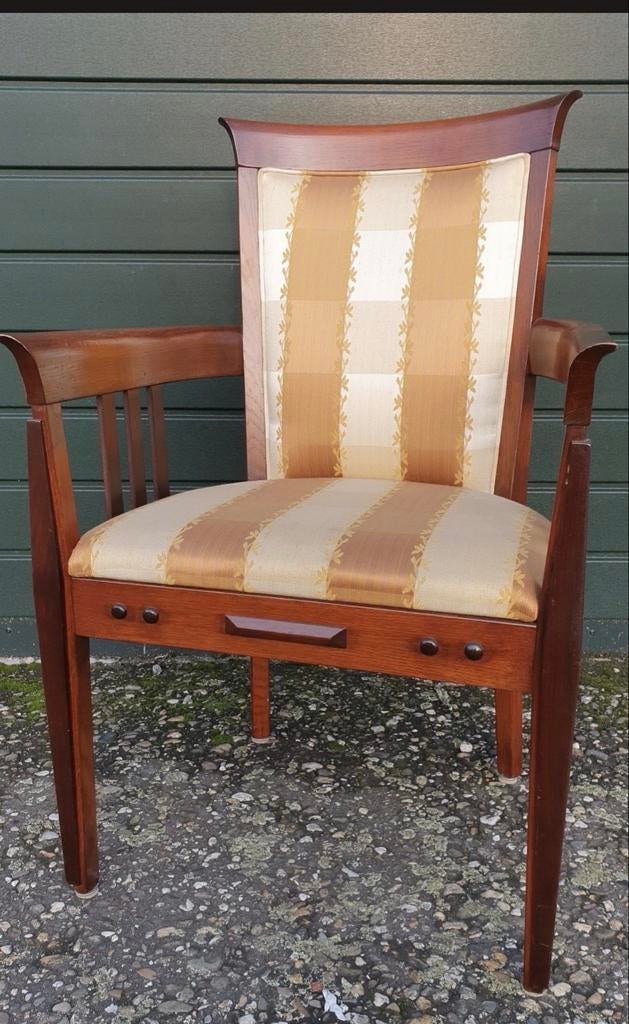 4 kersenhouten eetkamer armstoelen, Ophalen, Gebruikt, Bruin, Vier