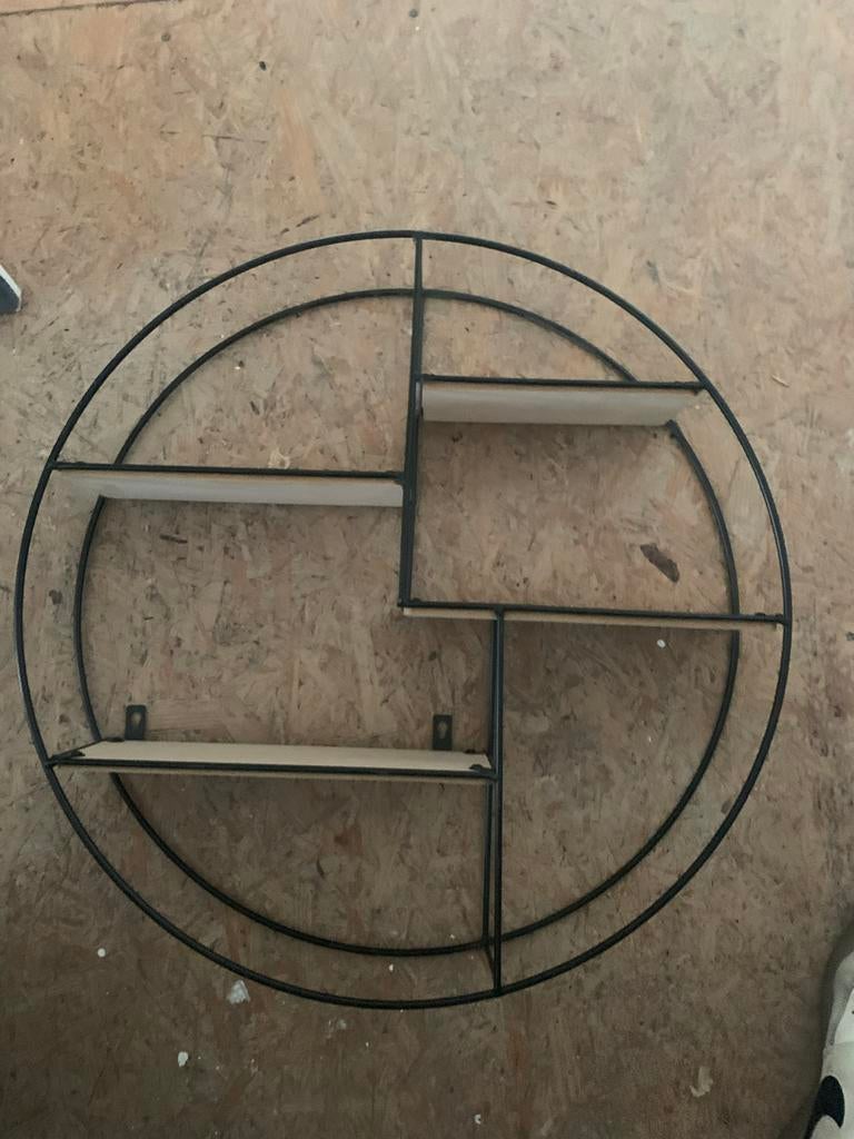 Rond wandrek met houten planken, Huis en Inrichting, Woonaccessoires | Wandplanken en Boekenplanken, Ophalen of Verzenden, Gebruikt