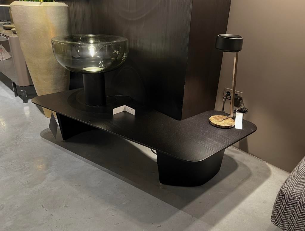 Minotti Song corner Console / hoektafel brushed Elm Lp 5,5K, Minotti, 9723 CA, Nieuw, Minder dan 50 cm