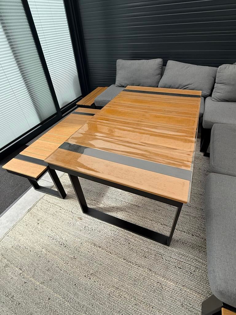 Moderne Loungeset met Tafel en Banken, Ophalen, Meer dan 8 zitplaatsen, Zo goed als nieuw, Loungeset