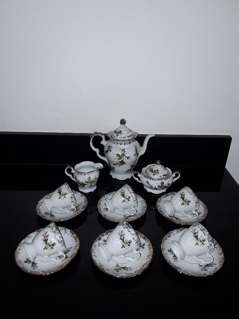 Oud Wawel 6pers theeservies met rozen en goud blush, Antiek en Kunst, Verzenden