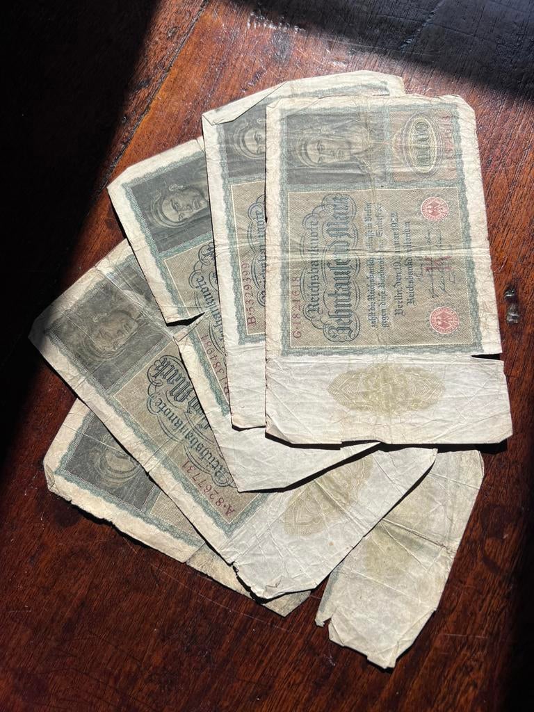 5 Duitse Reichsbank biljetten - 10.000 Mark (1922), Ophalen of Verzenden, Duitsland, Setje