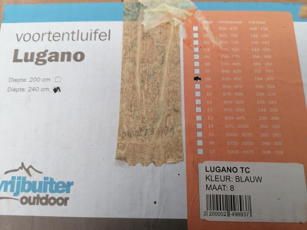 Vrijbuiter Outdoor Lugano Voortentluifel Maat 8 Blauw, Ophalen, Gebruikt