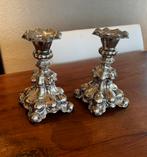 Set van 2 verzilverde zweedse kandelaars, Antiek en Kunst, Antiek | Kandelaars, Ophalen of Verzenden, Overige materialen