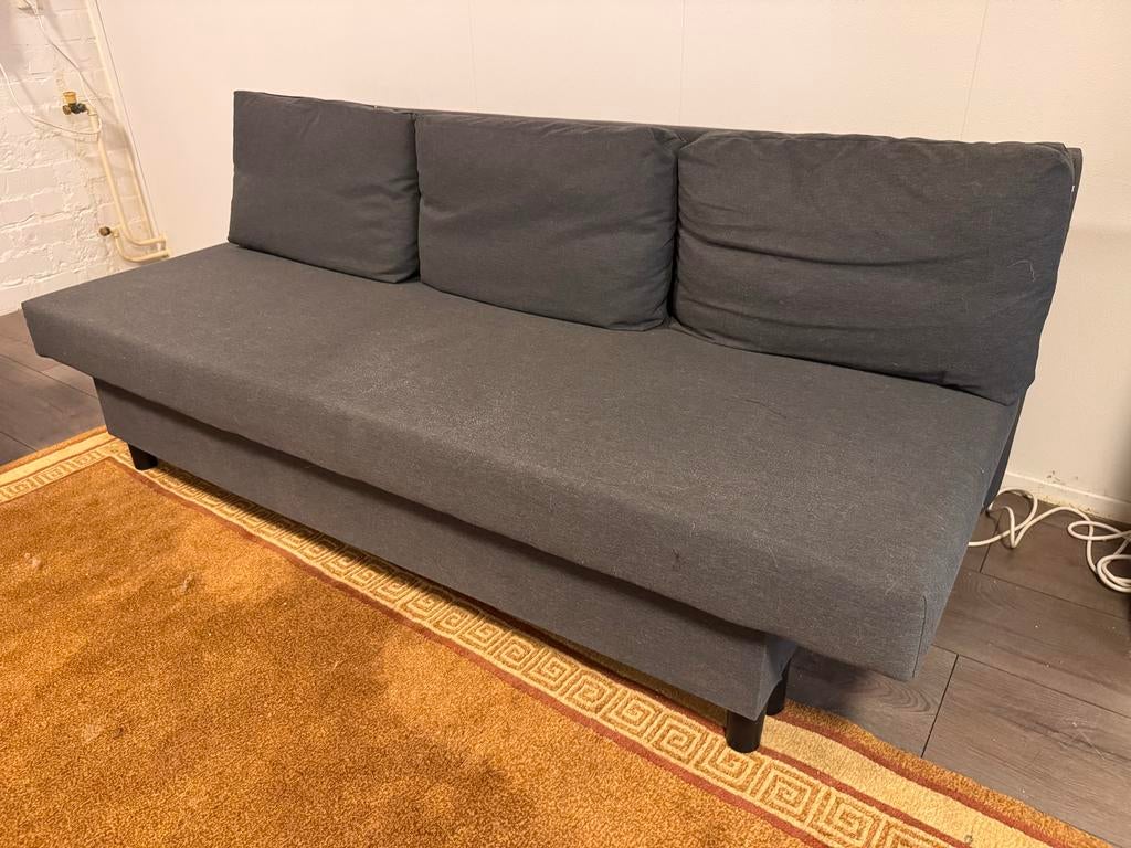 IKEA Alvdalen driezits slaapbank donkergrijs, Ophalen, Tweepersoons, Zo goed als nieuw, Overige maten