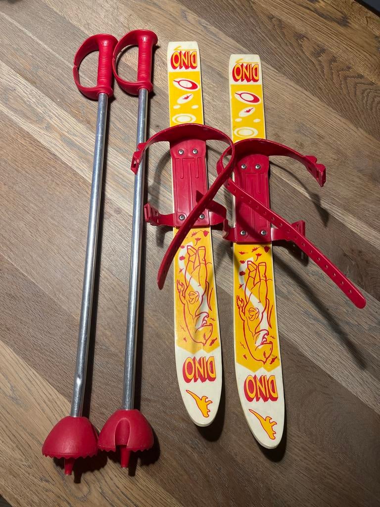 Kinderski's met stokken - Dino, Sport en Fitness, Skiën en Langlaufen, Gebruikt, Skiën, Minder dan 100 cm, Ski's