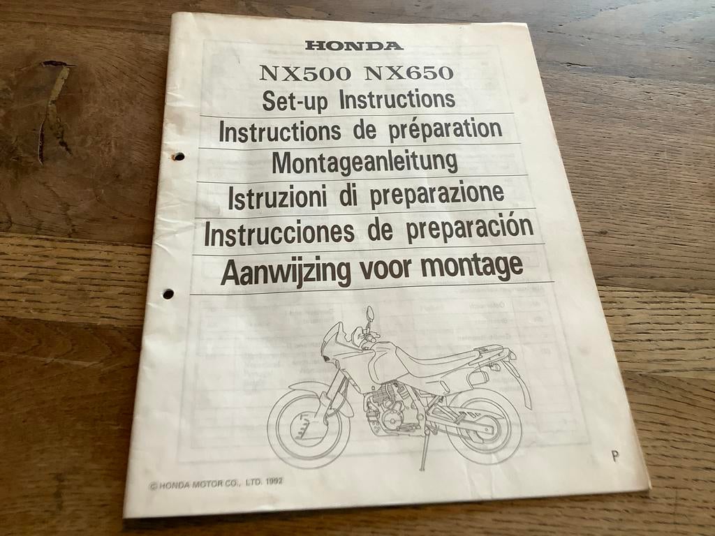 Honda NX500 NX650 Handleiding / Instructies. 1992., Verzenden, Honda