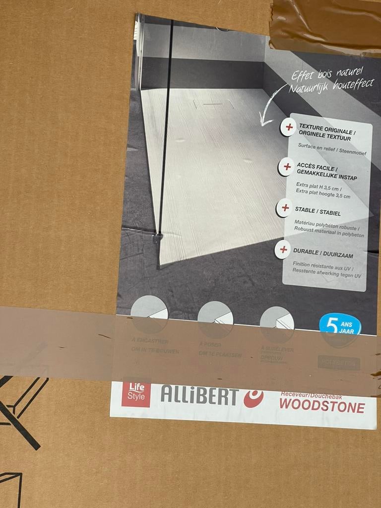 Douchebak woodstone rechthoekig 120x90, Ophalen, Overige typen, Nieuw, 50 tot 100 cm