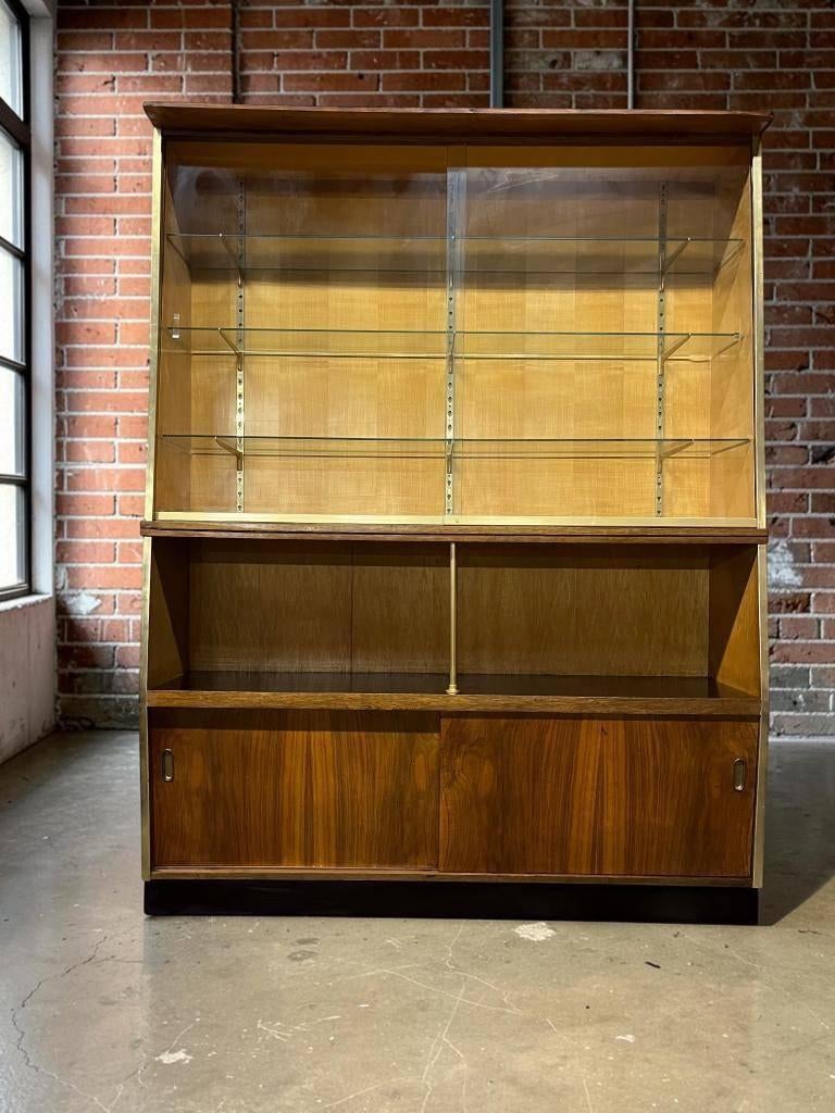 vintage houten hoge XL vitrinekast / wandkast / meubel, Ophalen