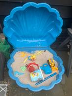 Blauwe schelp zandbak met zand en deksel, Ophalen of Verzenden, Gebruikt