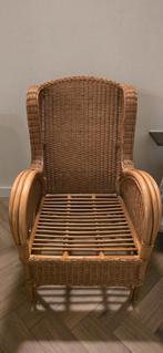 Grote rieten fauteuil met kussen | rattan / rotan | bohemian, Ophalen, Gebruikt, Overige kleuren, Stof