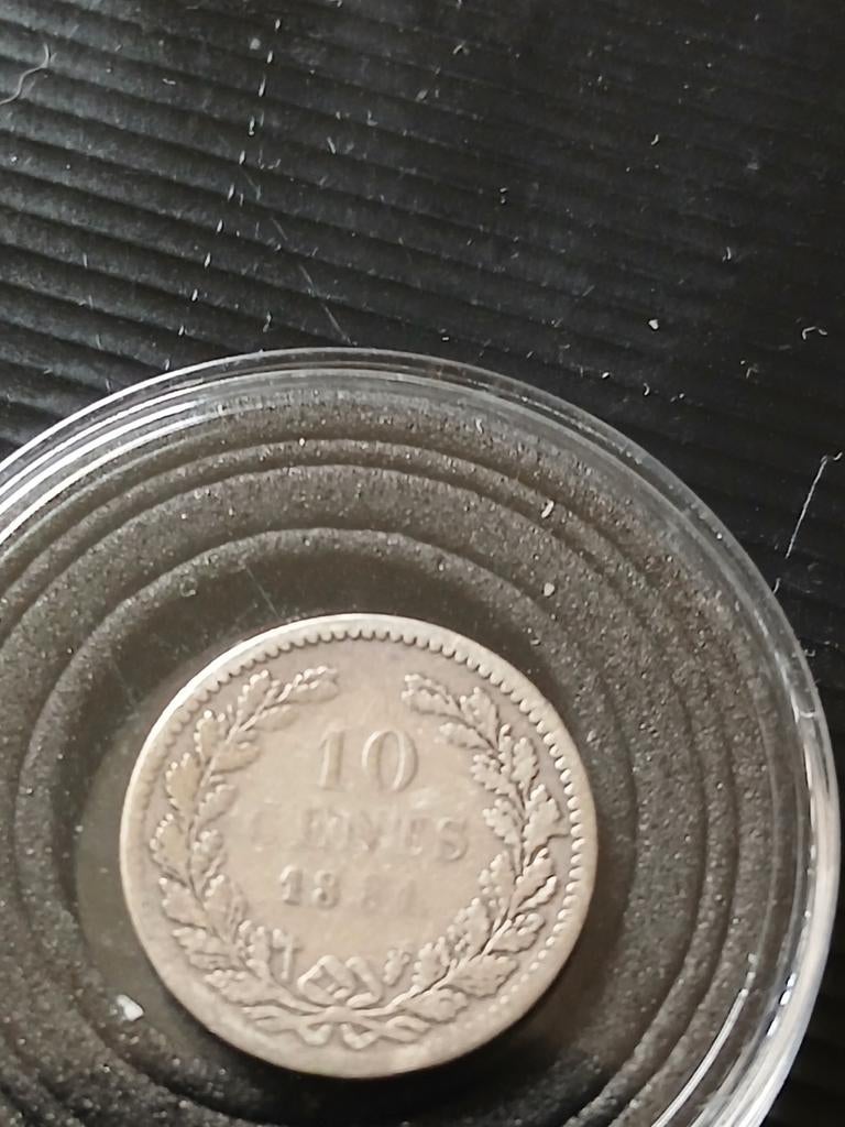 Zilveren dubbeltje Koning Willem III 1881, Koning Willem III, Zilver, Ophalen of Verzenden, 10 cent