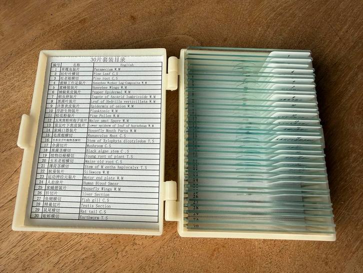 30 Microscoop preparaten Set - Diverse Biologische Monster, Audio, Tv en Foto, Optische apparatuur | Microscopen, Nieuw, Onderdelen of Toebehoren