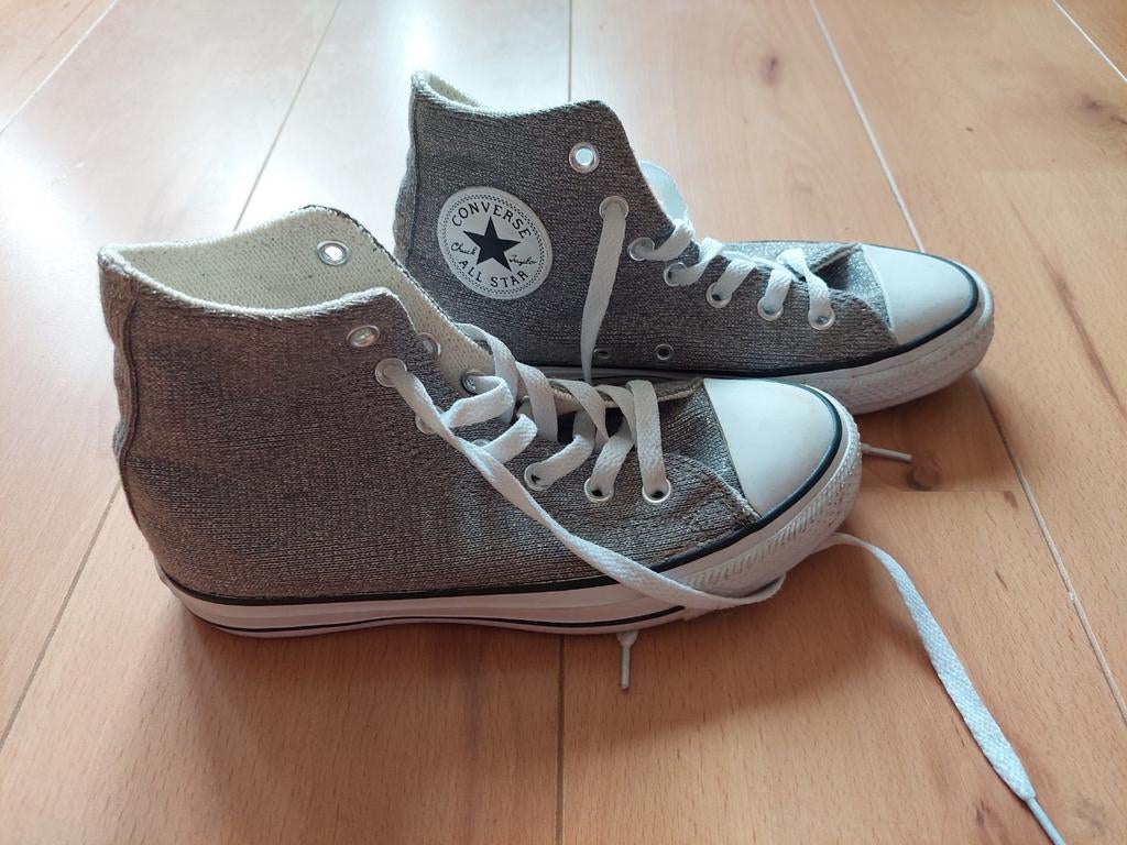 Converse All Star Sneakers - Grijs met glitter, Converse, Ophalen of Verzenden, Sneakers of Gympen, Grijs