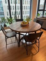 Ronde Eettafel Set (met 4 Stoelen) – Massief Hout & Metaal, Huis en Inrichting, Tafels | Eettafels, Grenenhout, Modern industrial / contemporary