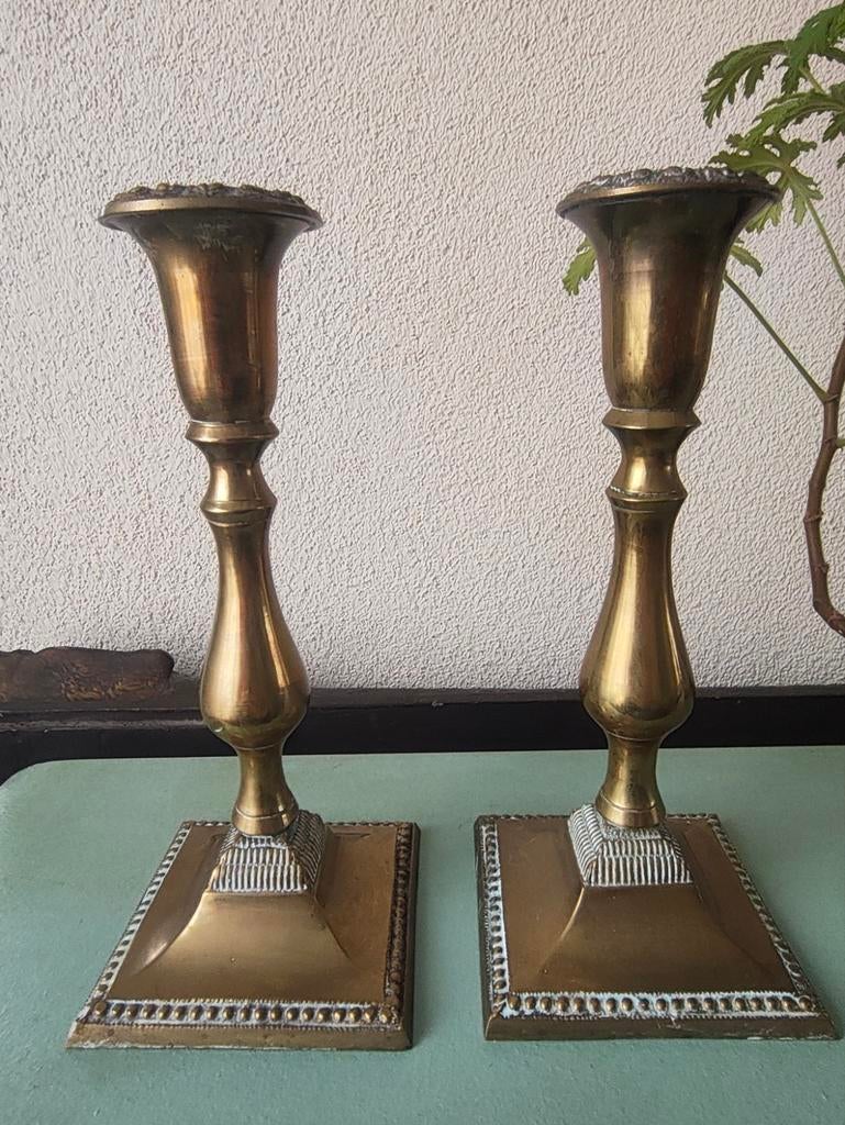 Twee messing kandelaars, Antiek en Kunst, Ophalen of Verzenden