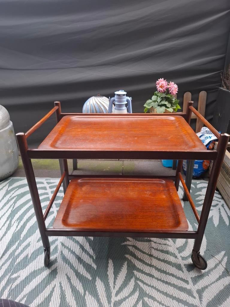 Houten serveerwagentje, Ophalen of Verzenden, Rechthoekig, Minder dan 55 cm