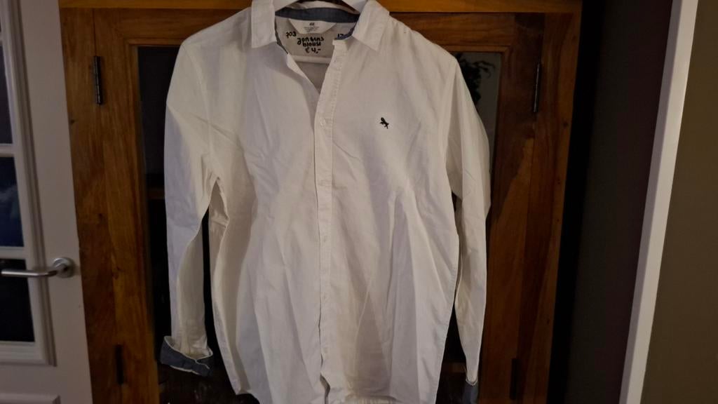 Wit overhemd H&M maat 170, H&M, Overhemd of Blouse, Ophalen of Verzenden, Zo goed als nieuw