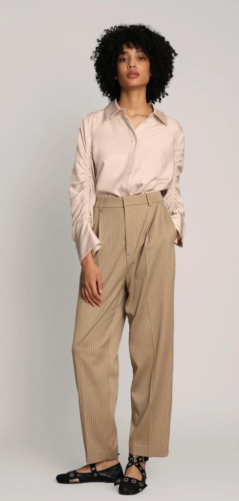 Munthe prachtige broek beige met streepje mt 38 ZGAN, Maat 38/40 (M), Verzenden, Beige, Zo goed als nieuw