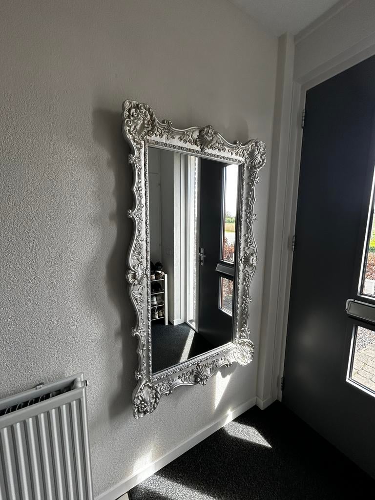 Barok spiegel zilver, Huis en Inrichting, Woonaccessoires | Spiegels, Ophalen, Gebruikt, 75 tot 100 cm, 150 tot 200 cm