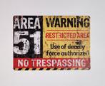 AREA 51 no trespassing reclamebord van metaal wandbord deco, Info@deconoord.nl, Deco Noord, Nieuw, Ophalen of Verzenden
