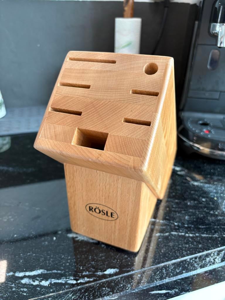 Rösle messenblok hout Z.G.A.N, Huis en Inrichting, Keuken | Keukenbenodigdheden, Ophalen, Overige typen, Hout, Zo goed als nieuw
